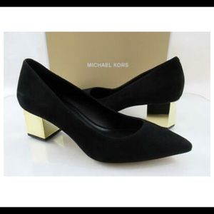 Michael Kors Petra Block Heel Pointed Toe Pumps Black